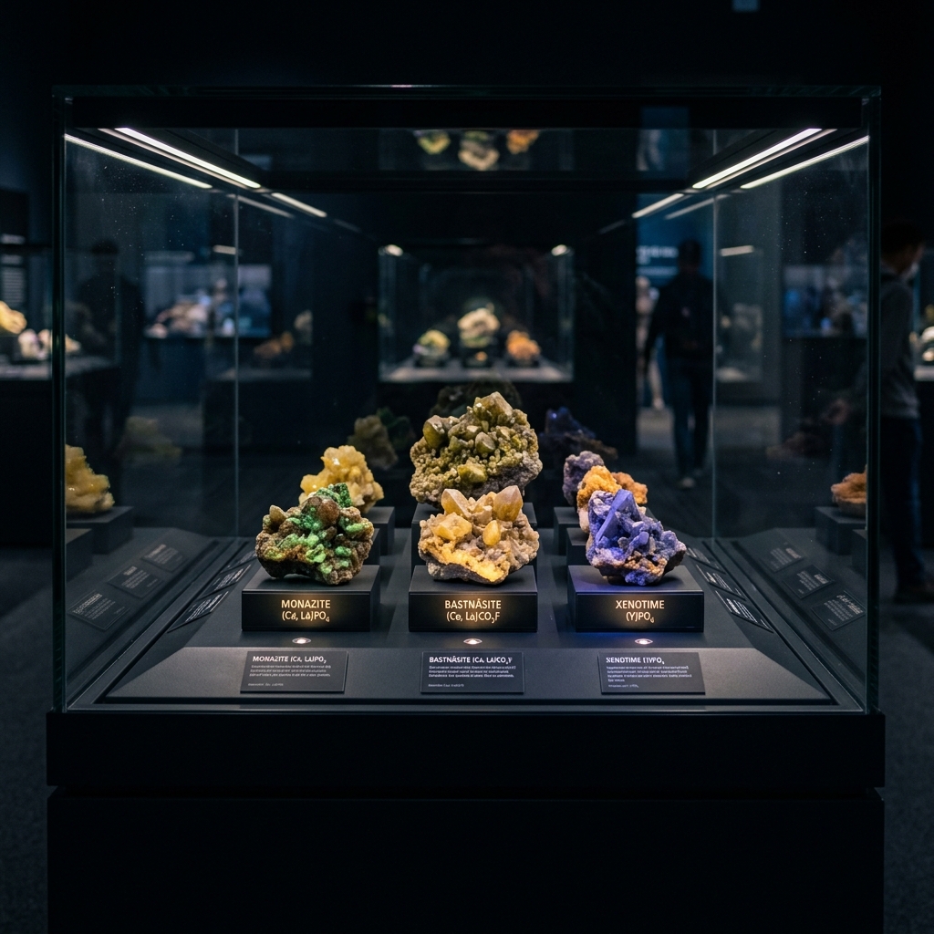Rare earth minerals display